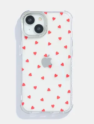Clear Pattern Durable Design Texture Mini Ditsy Hearts Shock iPhone Case