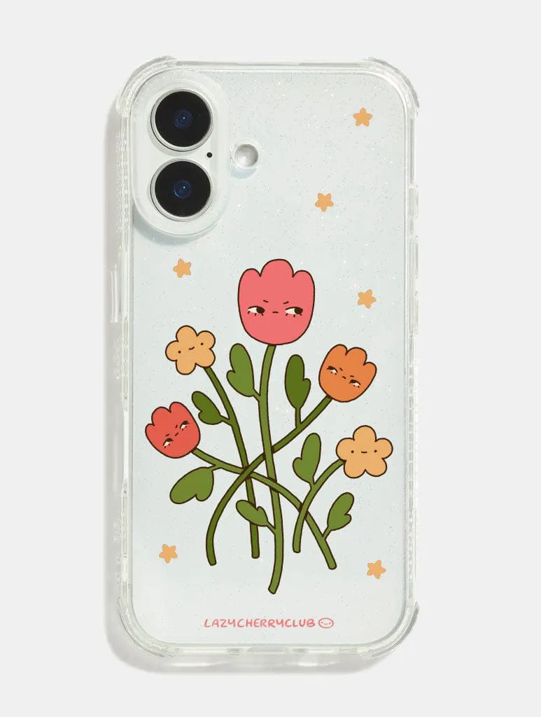 Vibrant Finish Impact shield Lazy Cherry Club x Skinnydip Grumpy Flowers Shock iPhone Case