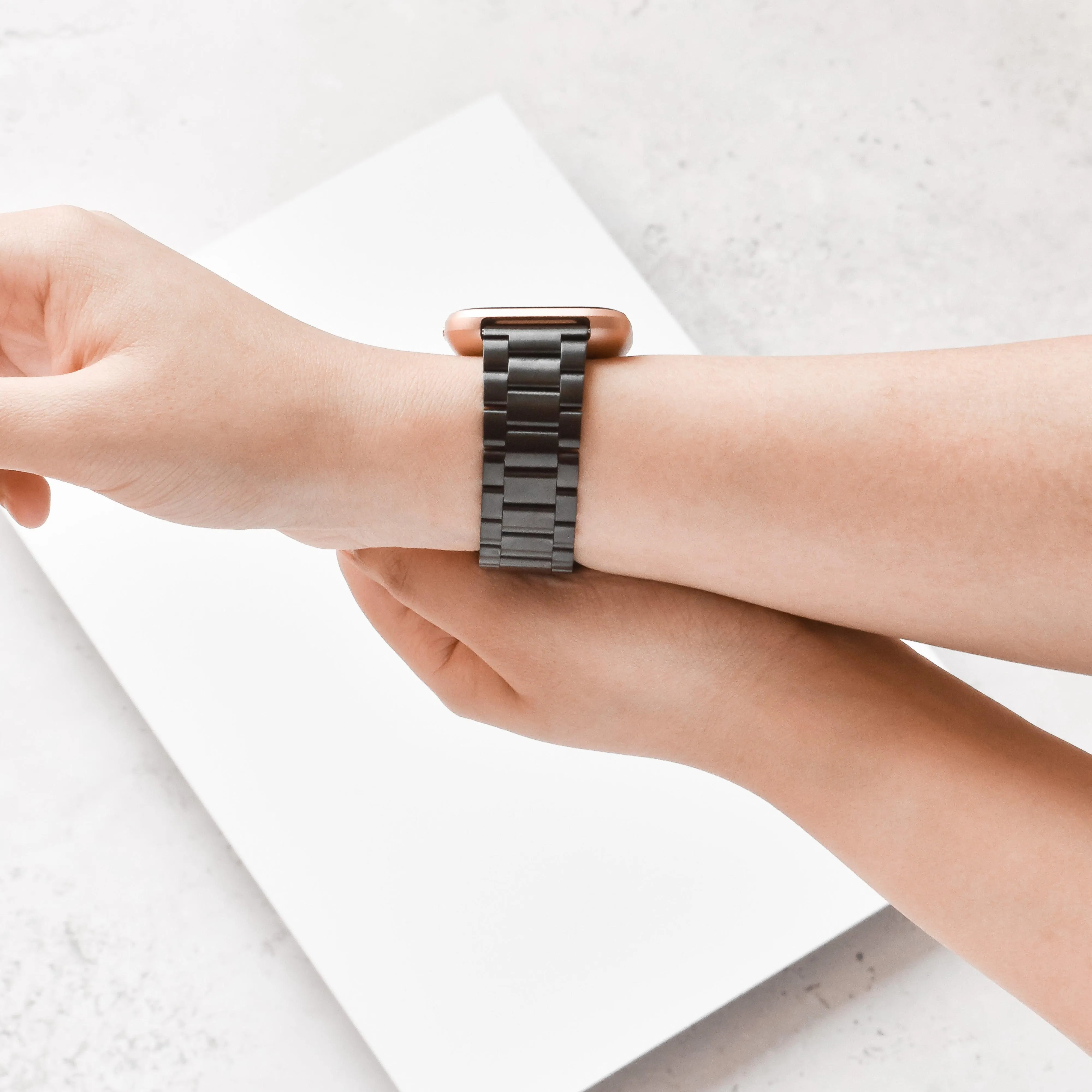 Tough Texture Fitbit Strap - Stainless Steel - Black