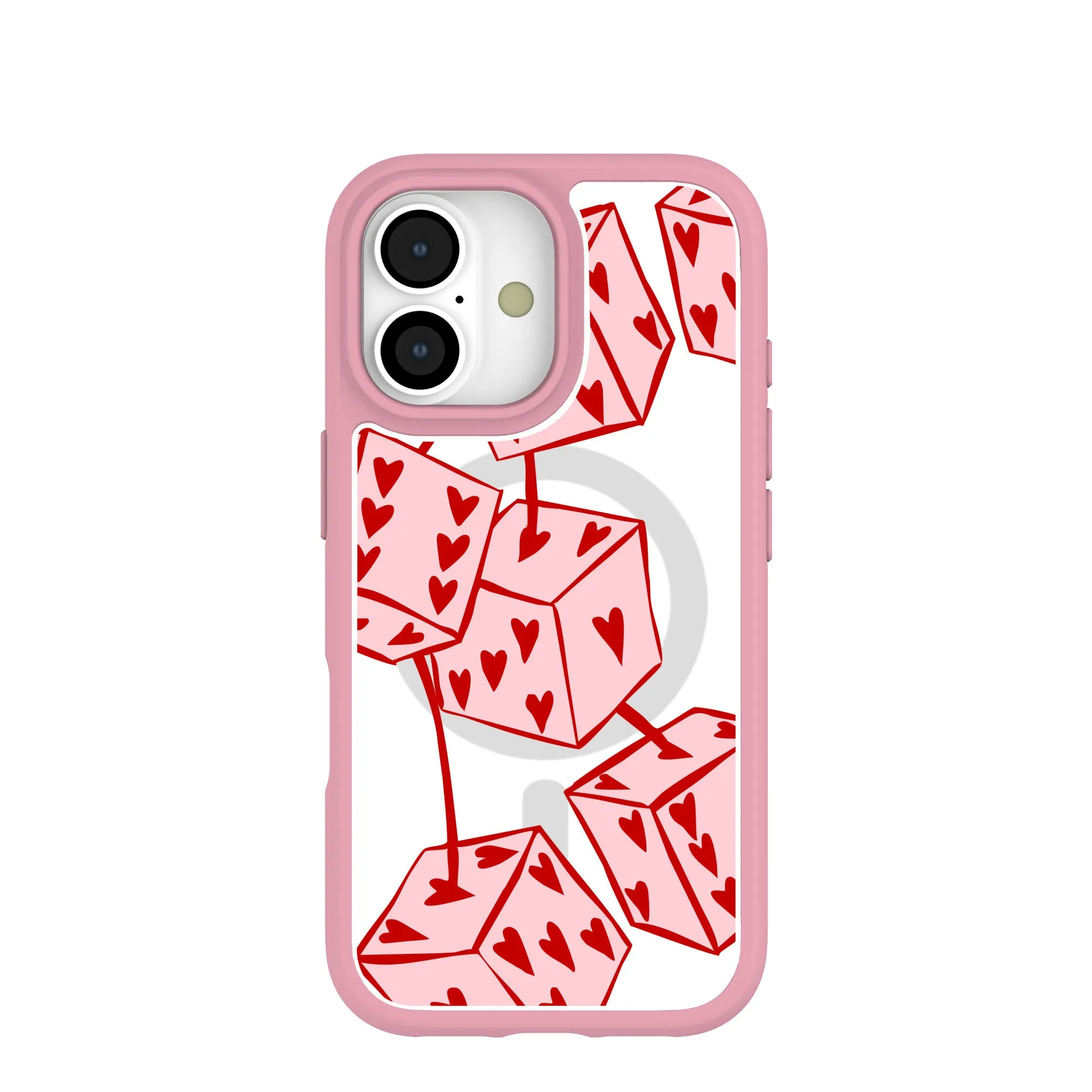 Clear Dicey Cherries iPhone 17 Case With Petal Pink Ridge (MagSafe included) Premium Shield Compact Style