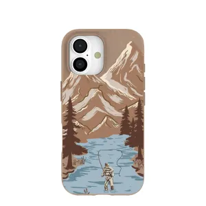 Matte Design Texture Chocolate Brown Gone Fishing iPhone 17 Case