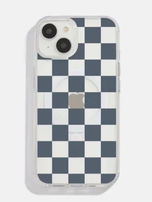 Blue Check MagSafe iPhone Case Modern Surface Design Everyday Style