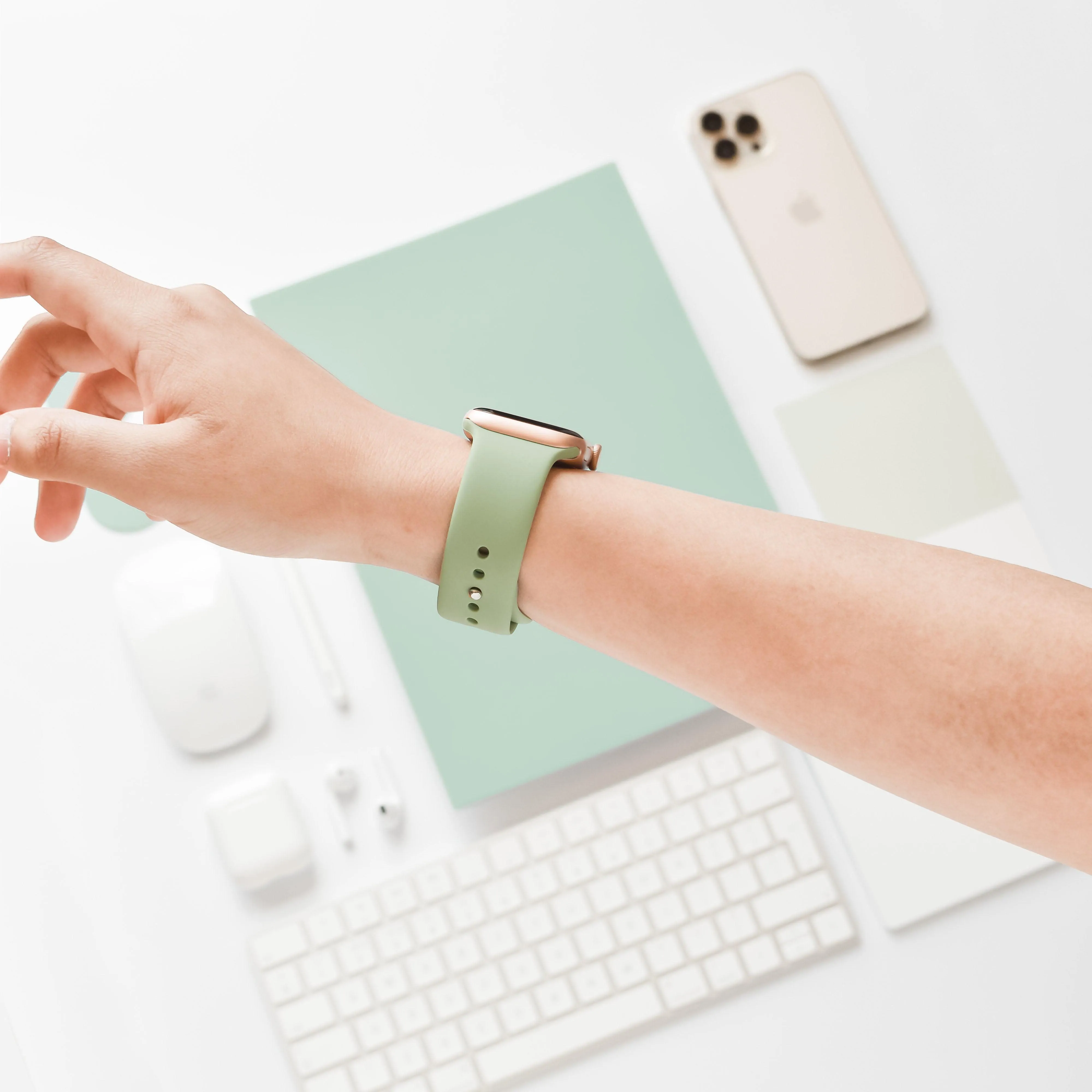 NAKD Apple Watch Strap - Sage Green Luxury Smart Design