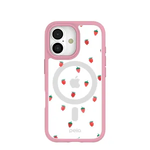 Clear Summer Berries iPhone 17 Case With Petal Pink Ridge (MagSafe included) Modern Texture Build