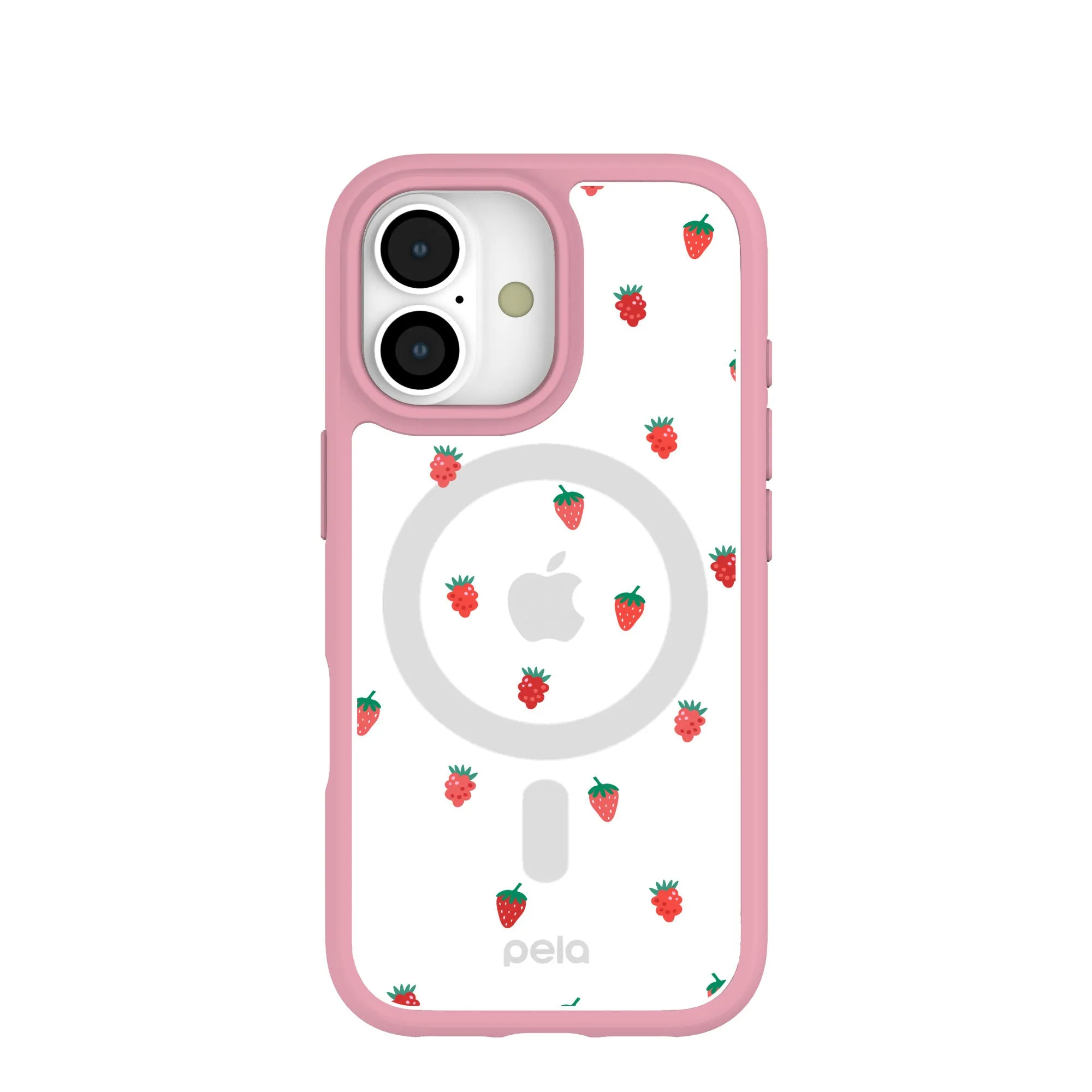 Clear Summer Berries iPhone 17 Case With Petal Pink Ridge (MagSafe included) Modern Texture Build