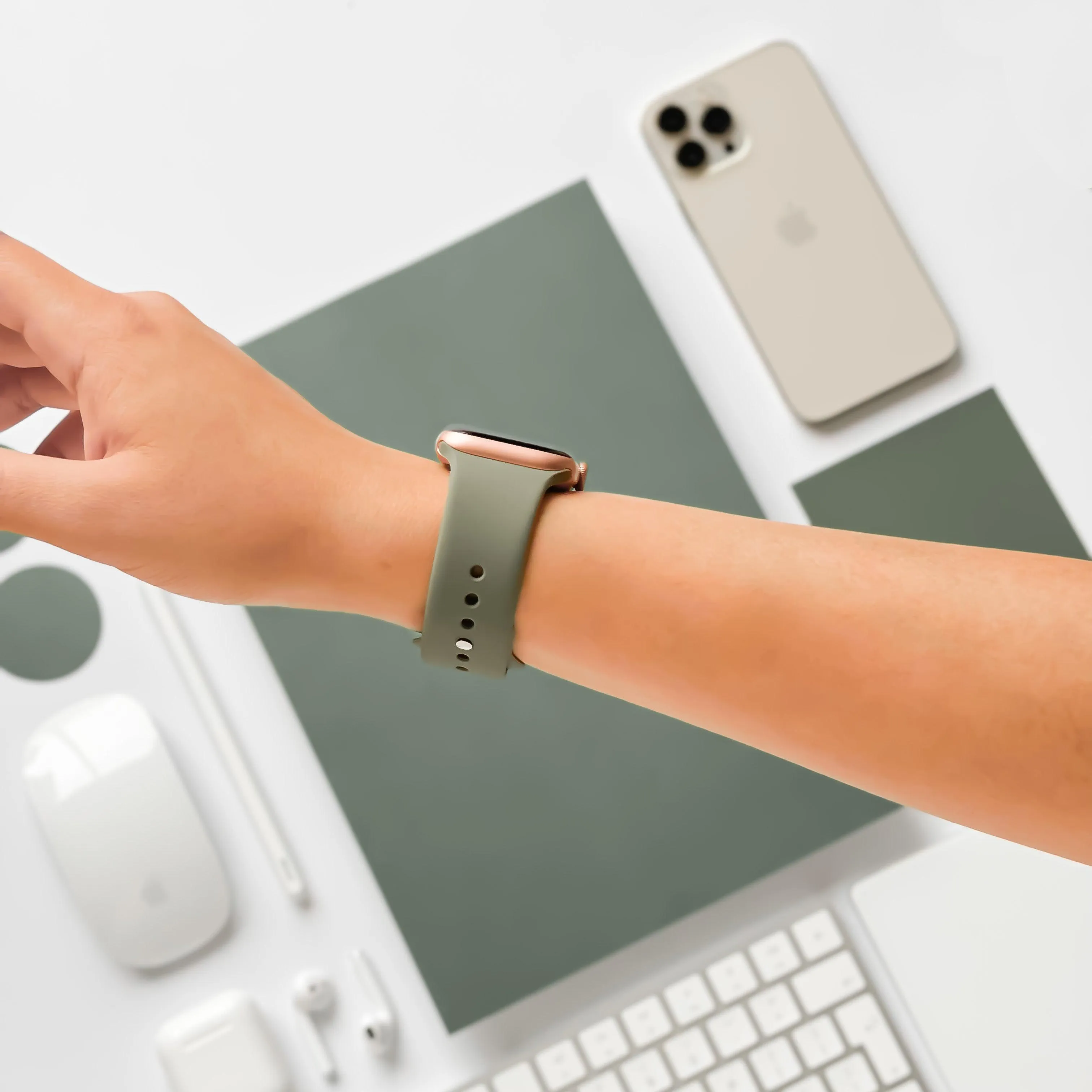 NAKD Apple Watch Strap - Vintage Khaki Elegant Daily Use Trendy Look Design