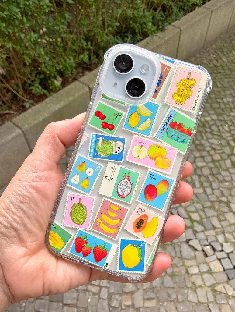 Clear Protection Natdraws x Skinnydip Fruit Postage Stamps Shock iPhone Case