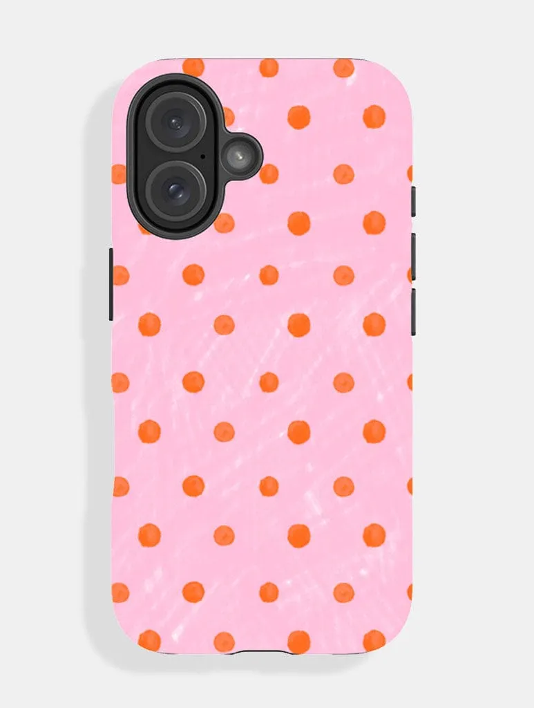 Orange And Pink Painted Polka Dot Ultra Protective iPhone Case Durable Look