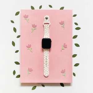 Comfort Functional Look Classic Design Touch Pink Watercolour Flowers Apple Watch Strap