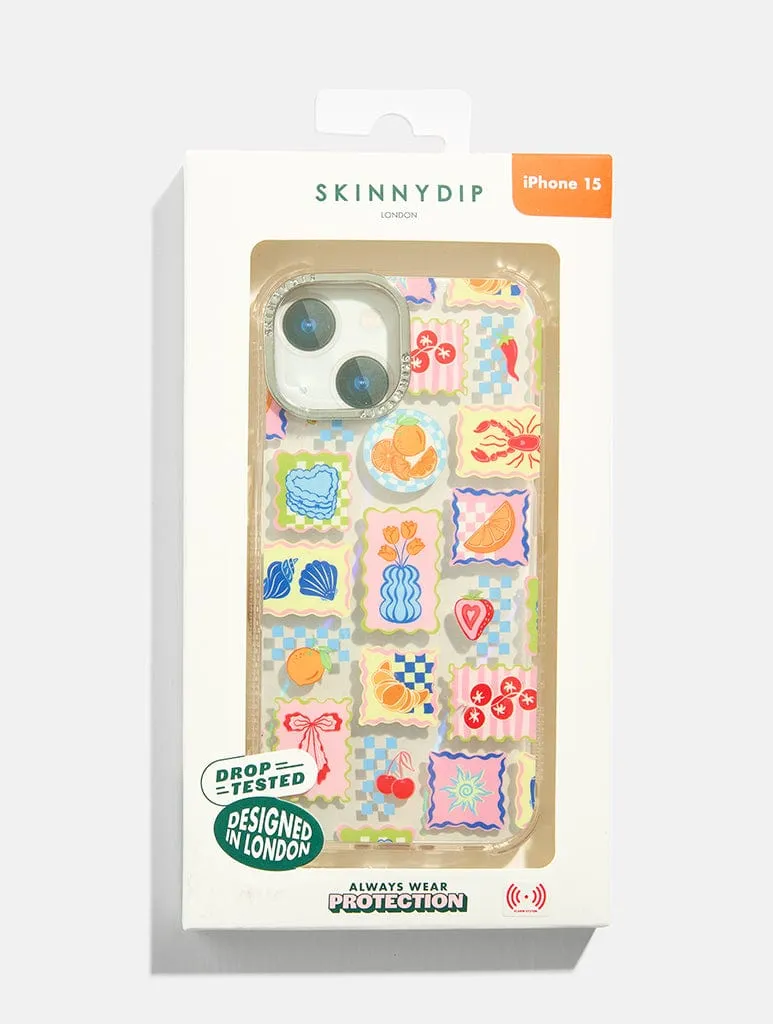 Soft Grip Phone Accessory Patchwork Picnic Shock iPhone Case
