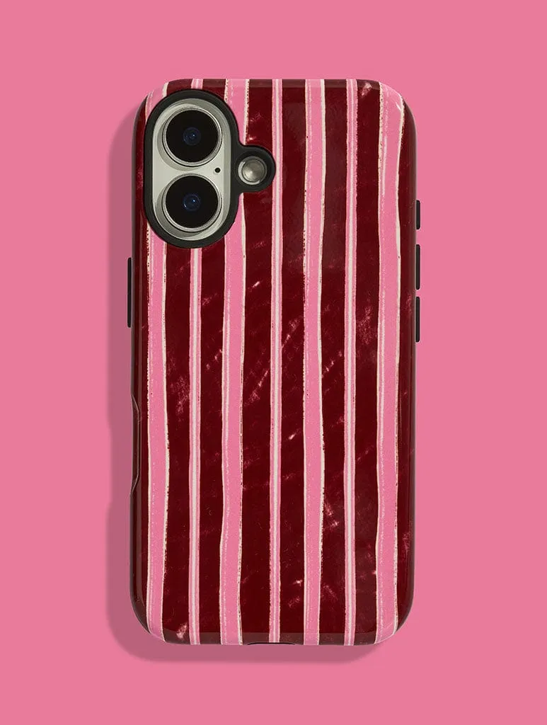 Classic Finish Matte Finish Pink And Burgundy Sketchy Stripes Ultra Protective iPhone Case