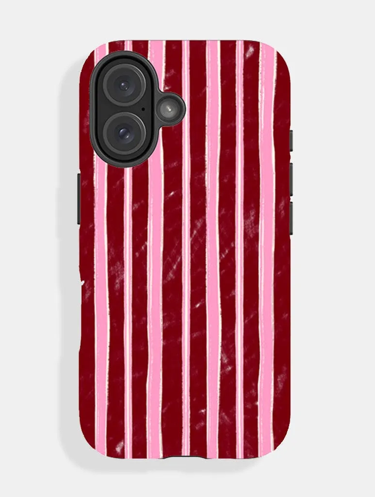 Dual Layer Durable Accessory Pink And Burgundy Sketchy Stripes Ultra Protective iPhone Case