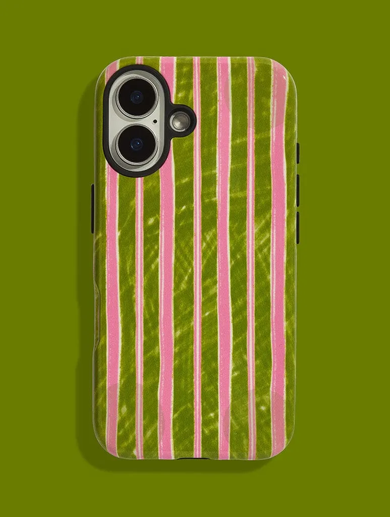 Compact Look Fashion Accessory Pink And Green Sketchy Stripes Ultra Protective iPhone Case