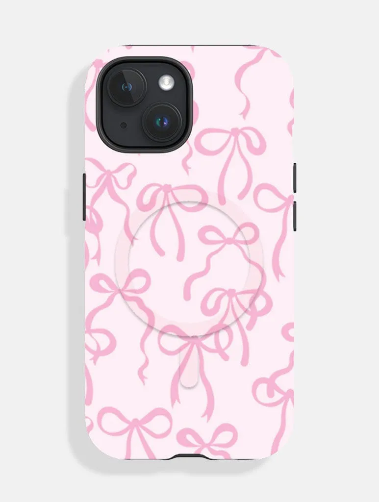 Printed Graphic Classic Style Pink Bows MagSafe Ultra Protective iPhone Case