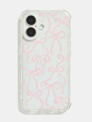 Durable Texture Finish Pink Bows Shock iPhone Case