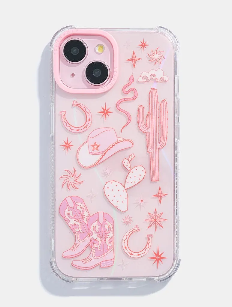 Glossy Finish Look Pink Rodeo Cowgirl Shock iPhone Case