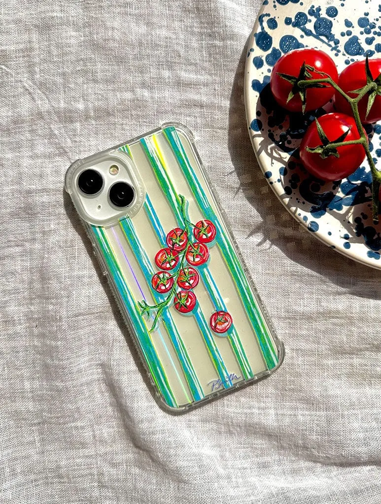 Pippa Smith Studio x Skinnydip Tomatoes On Green Stripes Shock iPhone Case Minimal Edge