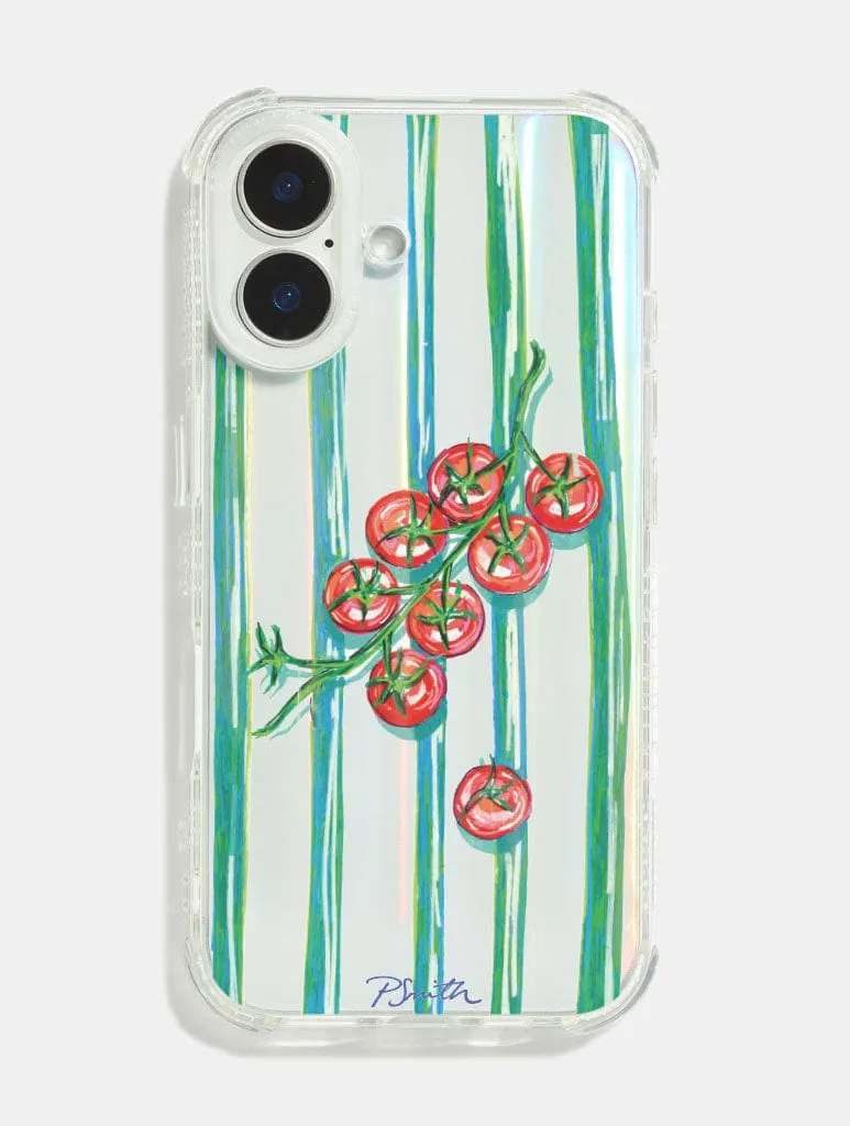 Bold colors Comfort Feel Pippa Smith Studio x Skinnydip Tomatoes On Green Stripes Shock iPhone Case