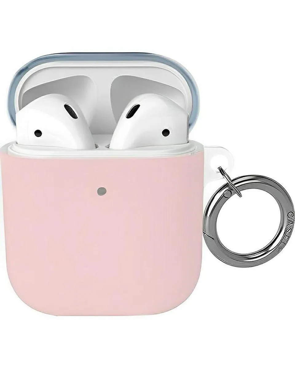 rubberized airpods cover Pink & Navy Blue | Colorblock AirPods Case