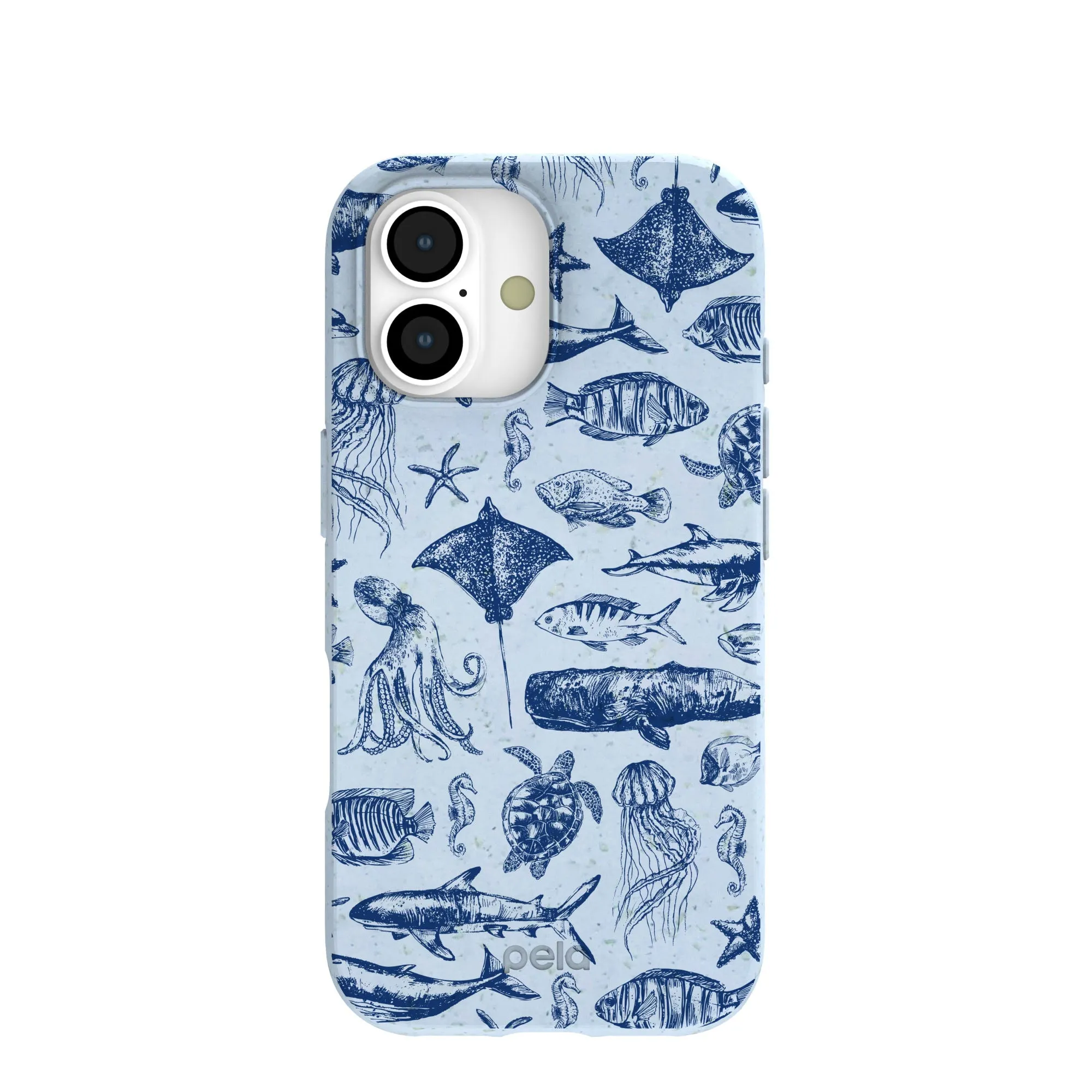 Powder Blue Marine Life iPhone 17 Case Comfort Style Scratch Guard