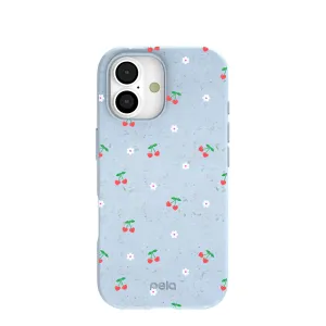 Ergonomic form Premium Pattern Design Powder Blue Sweet Cherries iPhone 17 Case