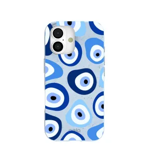 Sporty Appeal Stylish Grip Texture Powder Blue Evil Eye iPhone 17 Case