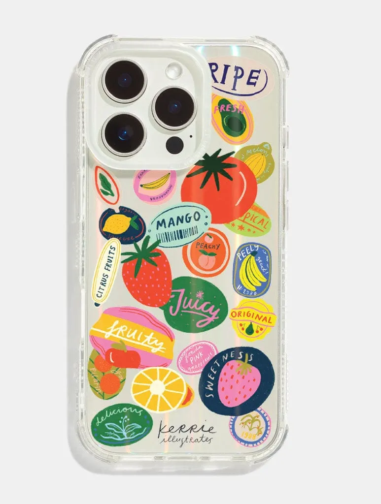 Fashion Look Color Pattern Kerrie Illustrates x Skinnydip Fruit Stickers Shock iPhone Case