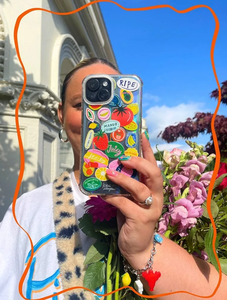 Compact Feel Kerrie Illustrates x Skinnydip Fruit Stickers Shock iPhone Case