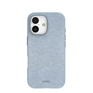 Powder Blue Ebb and Flow iPhone 17 Case Hybrid Texture Vivid Design Texture