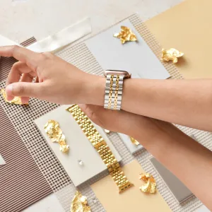 Stainless Steel Apple Watch Strap - Silver & Gold Adjustable band