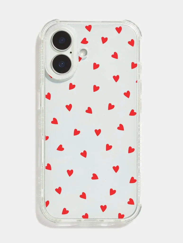 Minimal Texture Layer soft look Ditsy Heart Shock iPhone Case