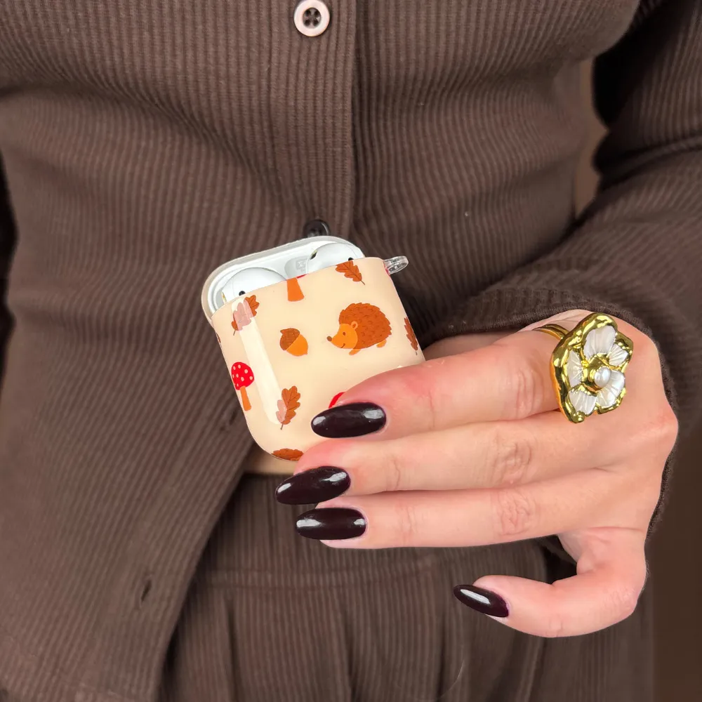 Soft Compact Pouch custom engraved pocket silicone shell Airpods Case - Forest Friends