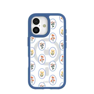 Stylish Detail Layer Clear Rosette Frame iPhone 17 Case With True Blue Ridge (MagSafe included)