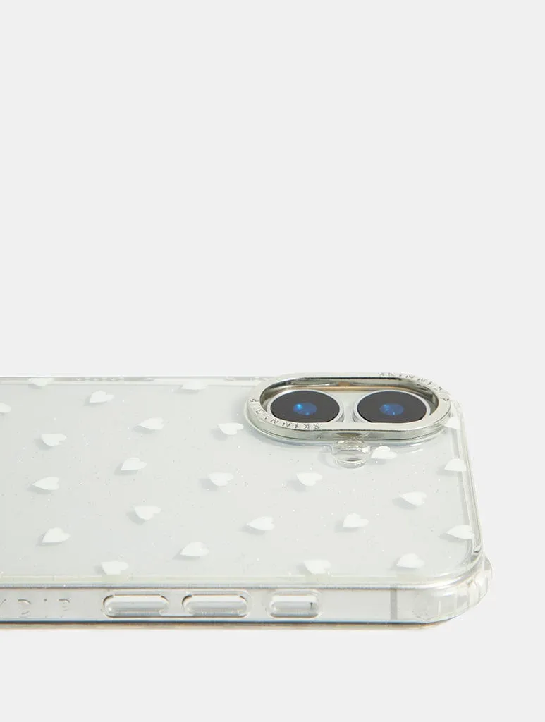 White Ditsy Hearts Shock iPhone Case Matte Touch