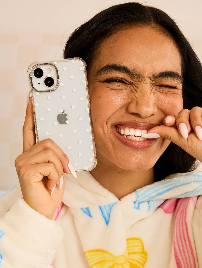 Colorful Design White Ditsy Hearts Shock iPhone Case