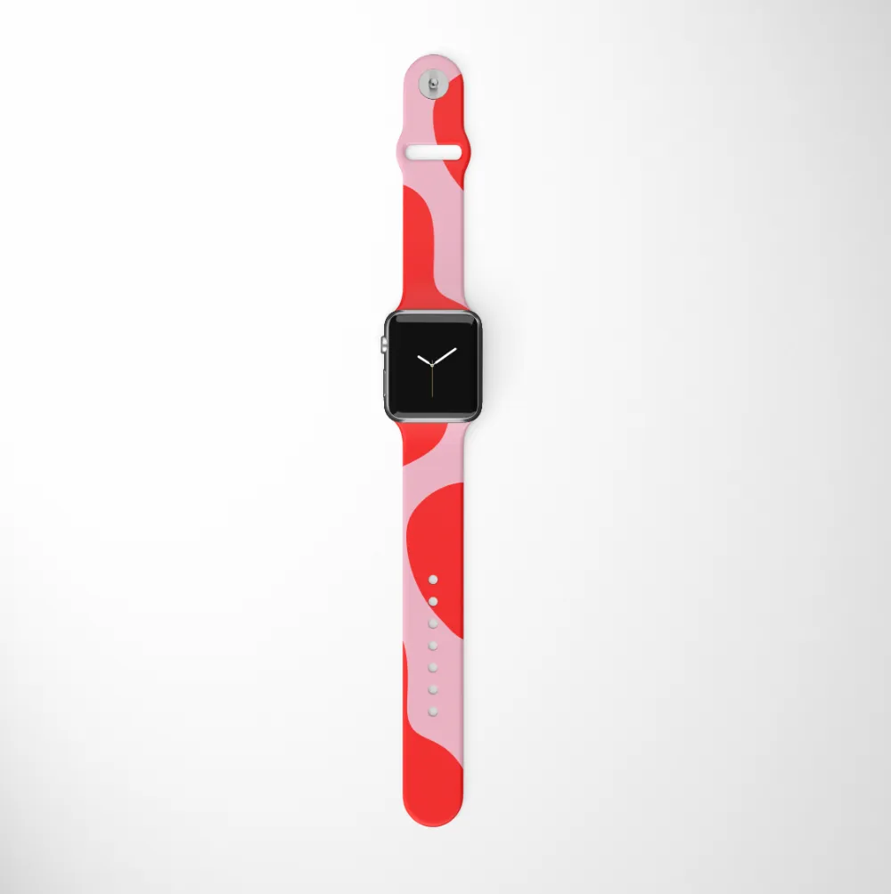 Abstract Pink & Red Apple Watch Strap Waterproof Coating Sweat Proof