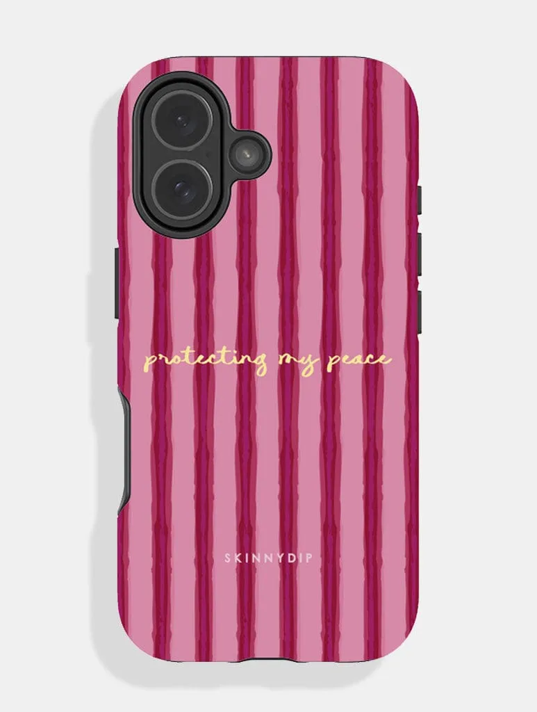 Protecting my Peace Stripey Quote Ultra Protective iPhone Case Glossy Pattern