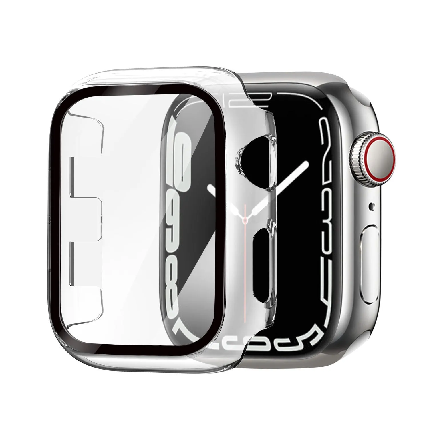 Men??s Style Shock Absorbing Edge Apple Watch Hardcase with Glass (Transparent)