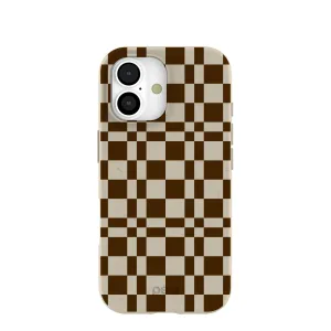 Soft Feel Protective Corner London Fog Chestnut Checkers iPhone 17 Case