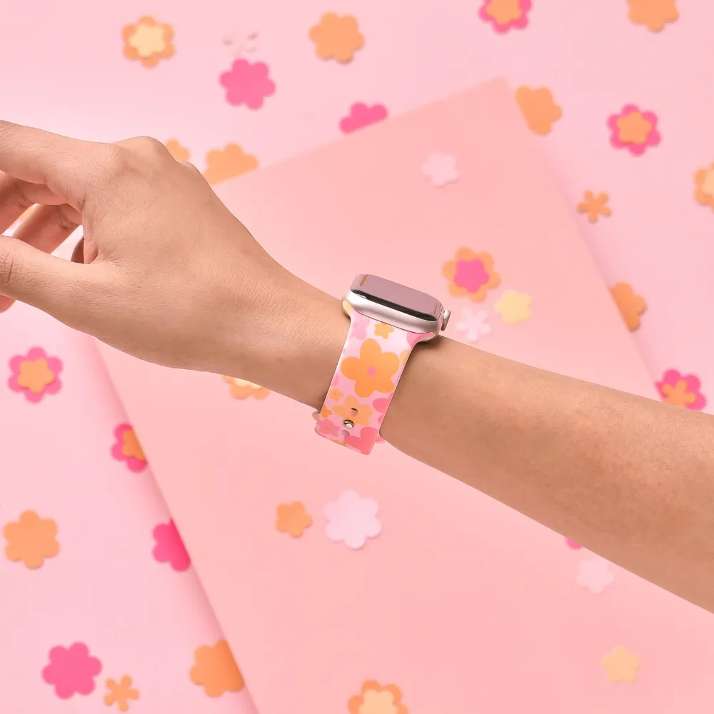 Lightweight Build Pink & Orange Bloom Apple Watch Strap