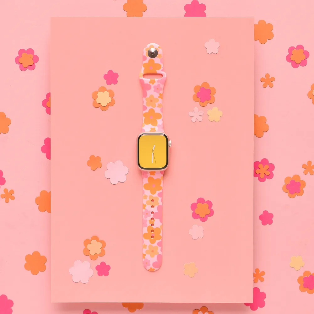 Pink & Orange Bloom Apple Watch Strap Fashion Accessory