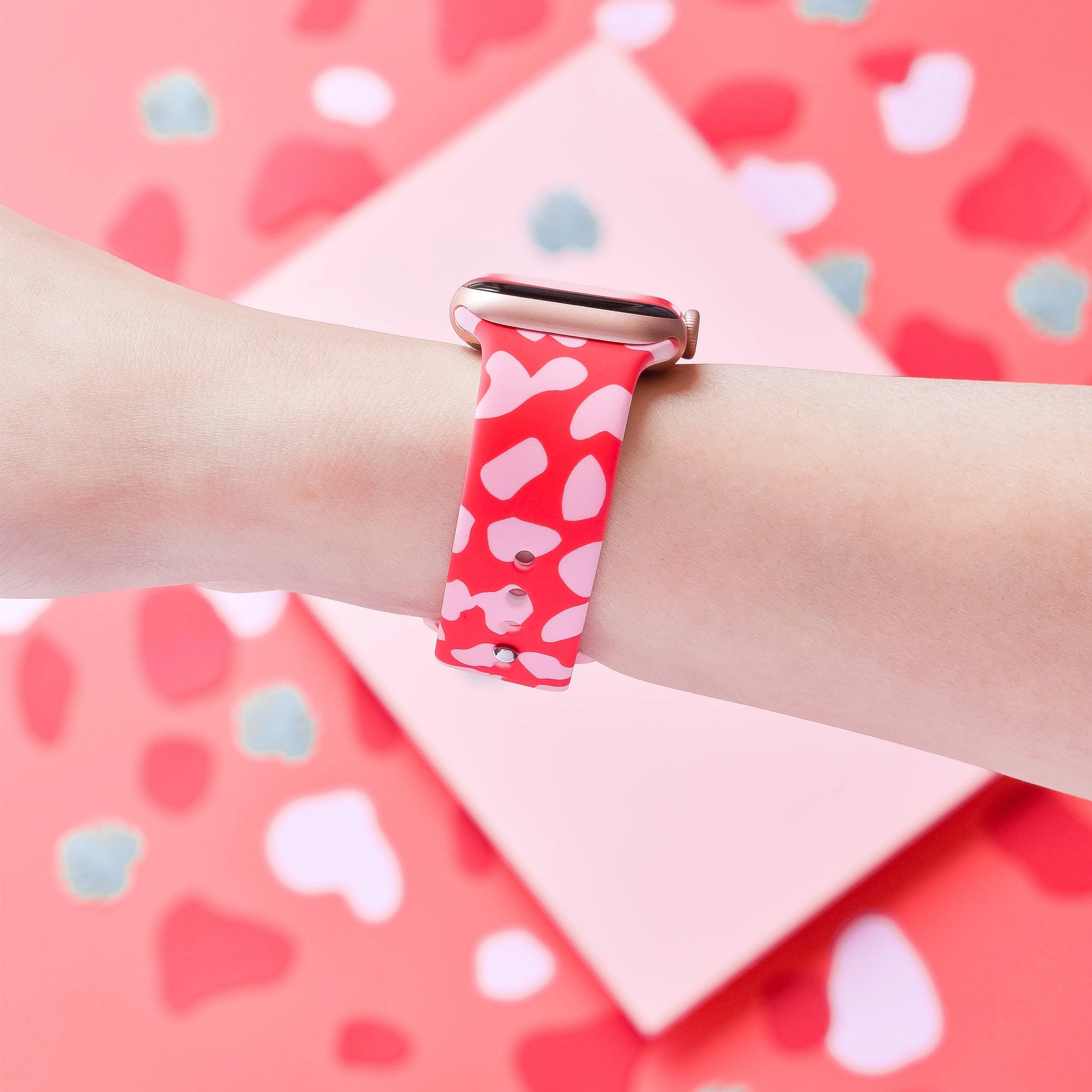 Red & Pink Leopard Apple Watch Strap Outdoor Fitness