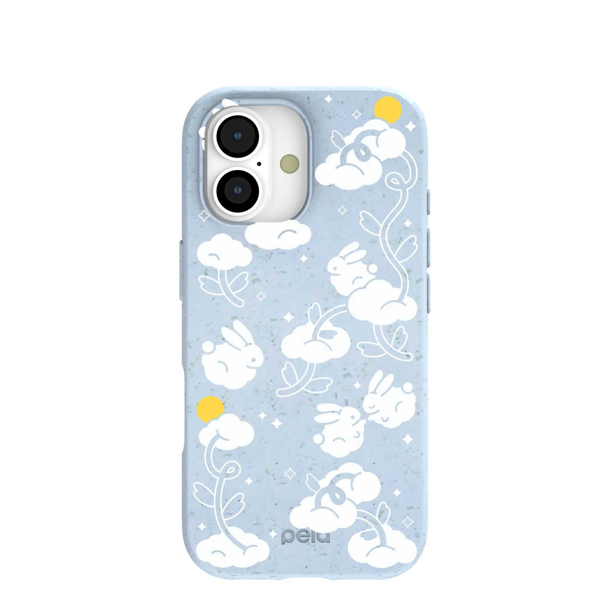 Powder Blue Fluffy Flower iPhone 17 Case Refined Pattern