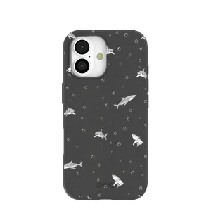 Button Cover Trendy Layer Black Lil Sharks iPhone 17 Case