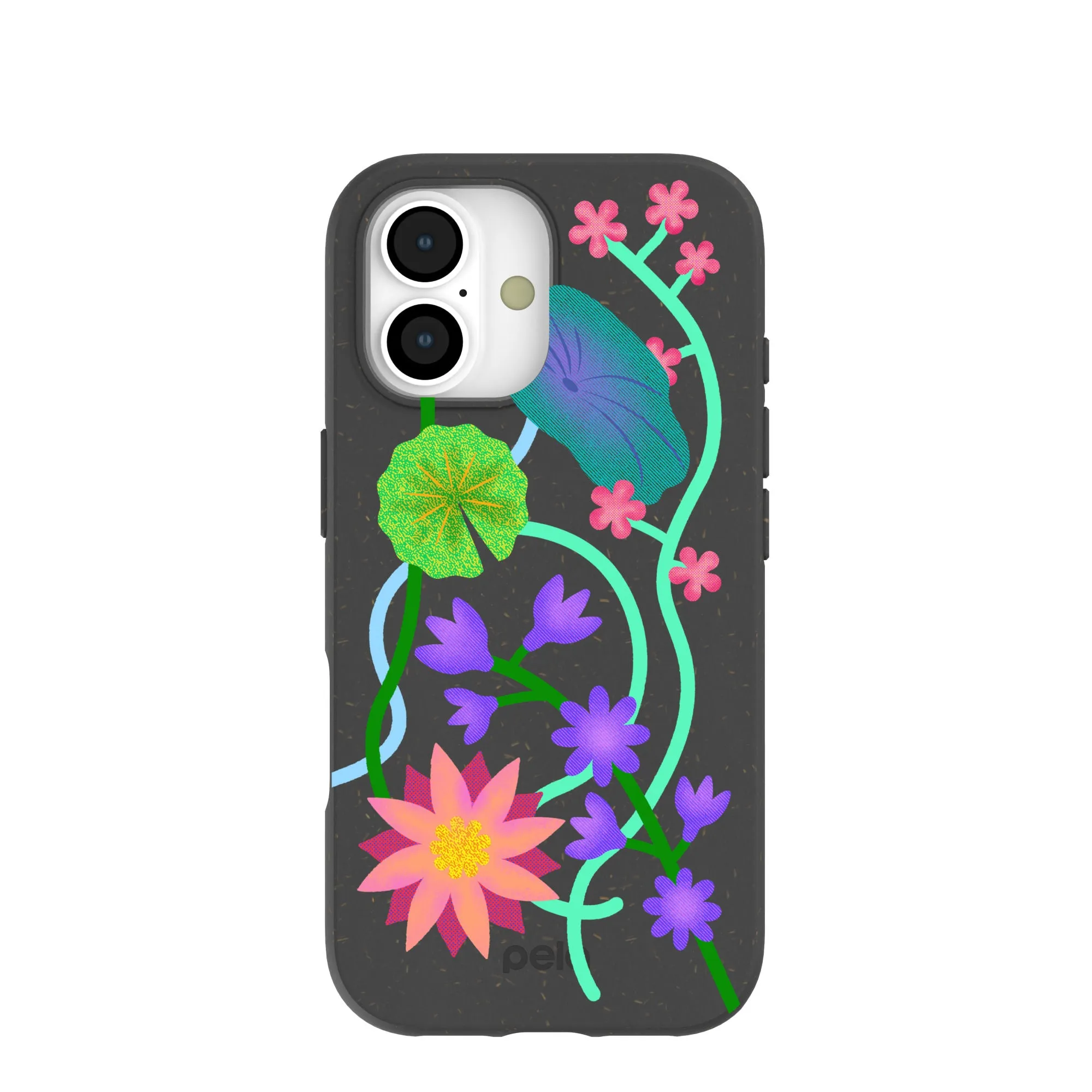 Trendy Texture Unique Pattern Black Neon Garden iPhone 17 Case