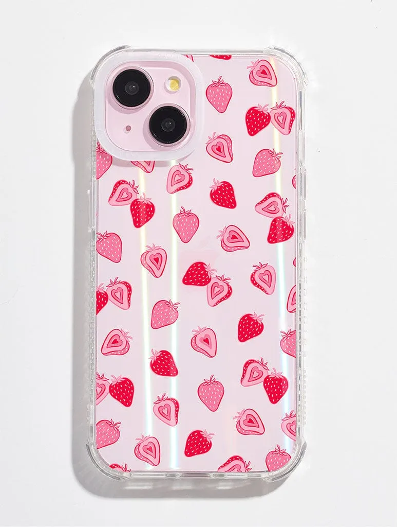 Ditsy Strawberries Shock iPhone Case Compact Texture Layer
