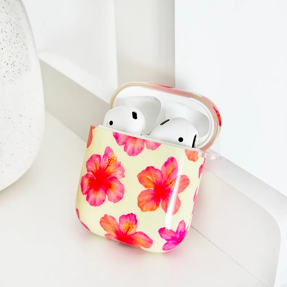 Airpods Case - Island Girl Butter Yellow Hibiscus Modern Daily Organizer