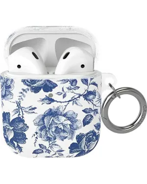 Rose to Fame | Blue & White Rose Floral AirPods Case Creative Silicone Texture