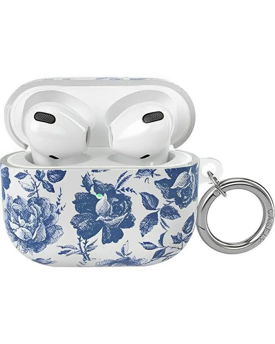 Rose to Fame | Blue & White Rose Floral AirPods Case Smooth Texture Cover