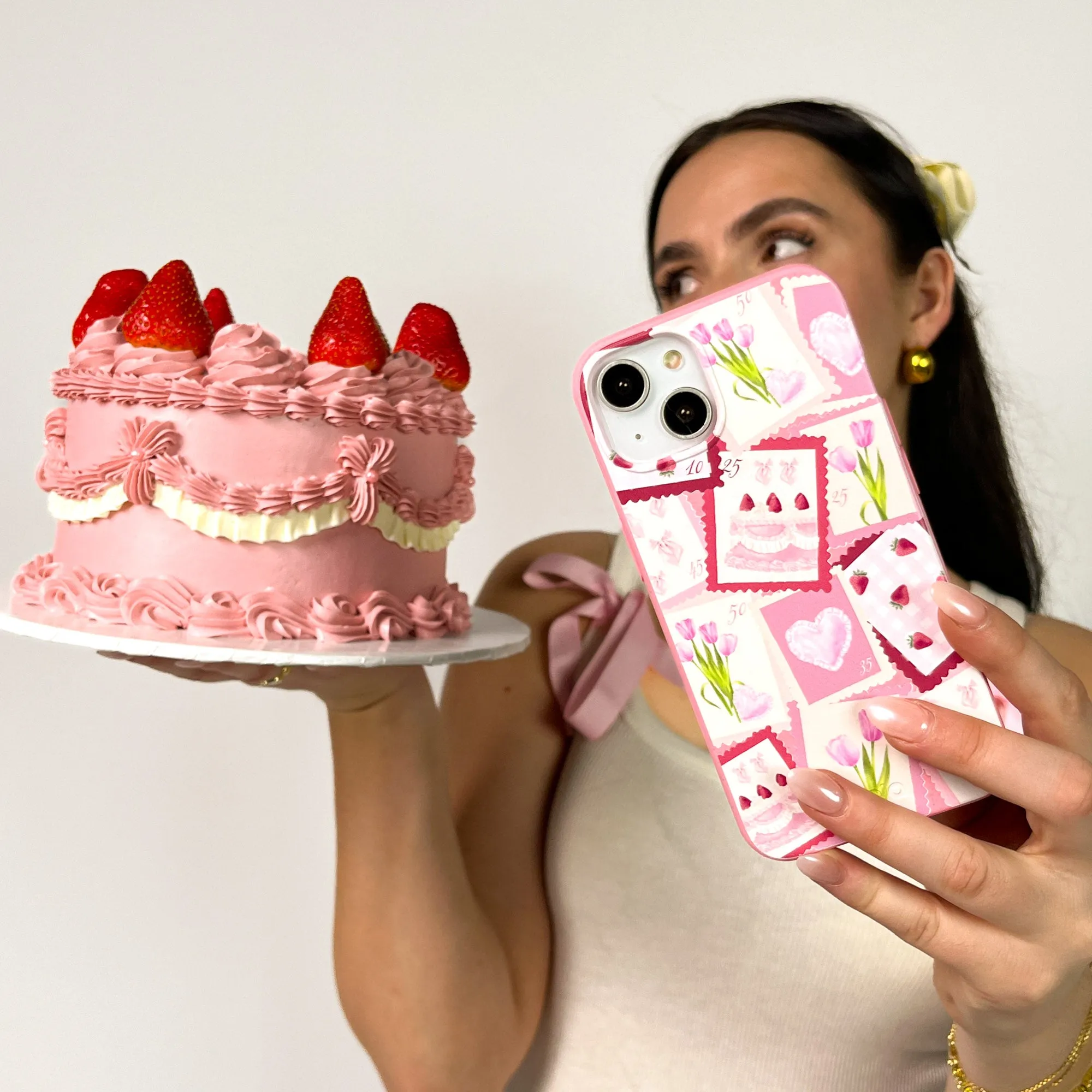 Durable Edge Texture Bubblegum Pink Love Letters iPhone 17 Case